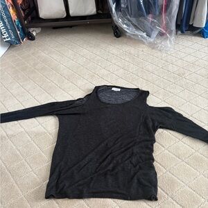 Velvet  dark grey long sleeve with open shoulders. Size M/L